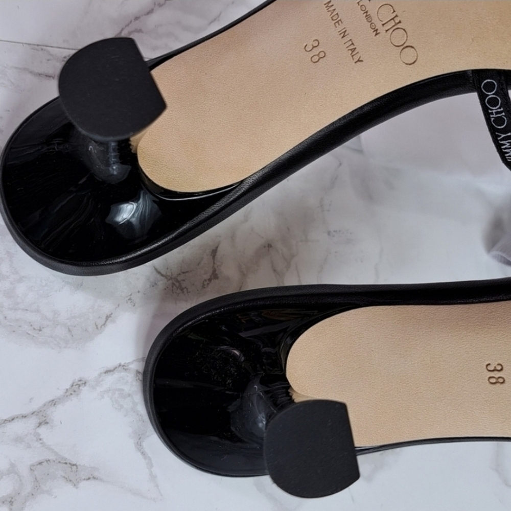 Jimmy Choo Ria 65mm Black Nappa Leather Mules Size 38 IT/EU - Picture 12 of 13